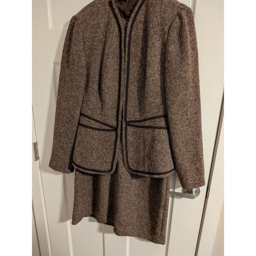 Coldwater Creek Brown Tweed Dress + Jacket Set Size 8